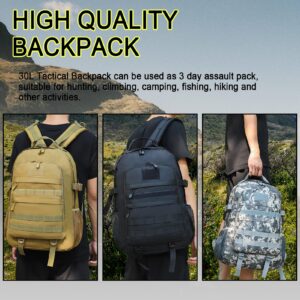 Aocmpxs Military Tactical Backpack, 30L Hiking Daypack Water-Resistant 3 Day Assault Backpacks Molle Army Pack(Tan)