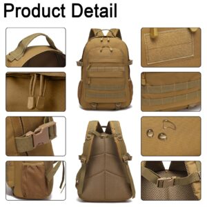 Aocmpxs Military Tactical Backpack, 30L Hiking Daypack Water-Resistant 3 Day Assault Backpacks Molle Army Pack(Tan)