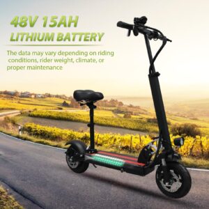 Bikydom Electric Scooter for Adult,800W 15AH Folding E Scooter Up to 28MPH & 28 Miles Travel Range,10'' Vacuum Tires Electric Scooter with Seat