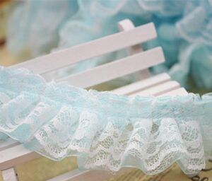 1 meter ruffle lace fabric ribbon lace edge trim for diy curtain tablecloth sewing craft pet costumes dress decoration (color : light blue)