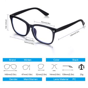 Blue Light Blocking Glasses for Women or Men |Fashion UV Ray Filter Eyeglasses for Reading, PC and TV | Gaming Glasses Instantly Blocks Glare from Computers and Phone Screens (Black)