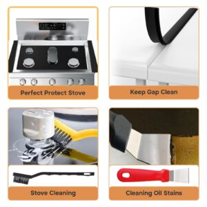 Guards for Gas Stove Top Protector Covers 0.3mm,Heat Resistance Burner Covers 3 Stove Mat Protector with 2 Stove Gap Fillers&Cleaning Brushes&Scraper Reusable Durable Washable and Cuttable