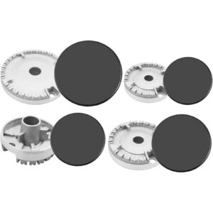 gas stove burner caps set: burner gas cooker hat set of 4,high cooking performance stove lids for gas burner cap cover head replacement fits specialised models(dimensions in images)