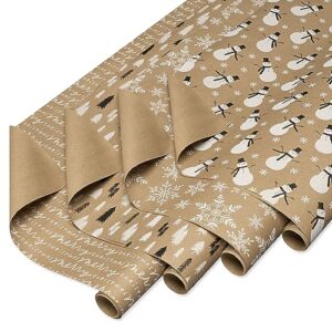 American Greetings 80 sq. ft. Kraft Wrapping Paper Bundle (Snowmen) for Christmas and All Holidays (4 Rolls 30 in. x 8 ft.)