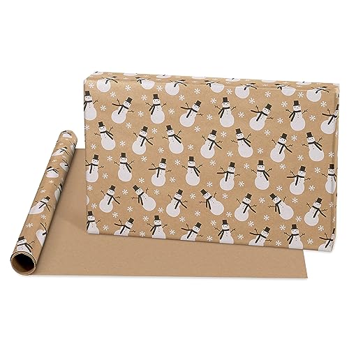 American Greetings 80 sq. ft. Kraft Wrapping Paper Bundle (Snowmen) for Christmas and All Holidays (4 Rolls 30 in. x 8 ft.)