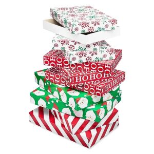 American Greetings Red and White Striped Gift Boxes for Christmas and All Holidays (10 Boxes, 6 Shirt Boxes, 4 Robe Boxes)