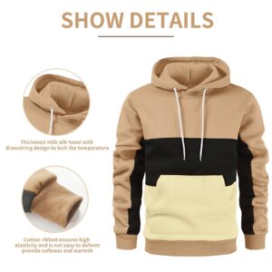 Etconen Men'S Fleece Hoodies Novelty Color Block Pullover Outdoors Casual Sweatshirt With Pocket 1-XX-Large