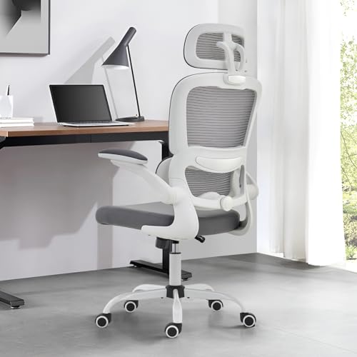 TRALT Office Chair Ergonomic Desk Chair, 330 LBS Home Mesh Office Desk Chairs with Wheels, Comfortable Gaming Chair, High Back Office Chair for Long Hours, Office Chair for Study and Work (White)