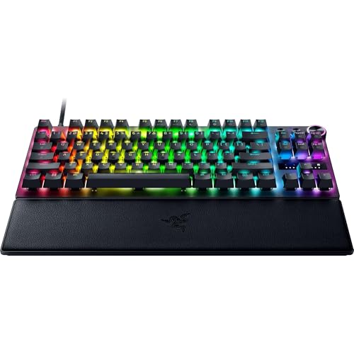 Razer Huntsman V3 Pro TKL Esports Gaming Keyboard: Analog Optical Switches - Snap Tap Mode - Rapid Trigger - Adjustable Actuation - Media Keys & Dial - Doubleshot PBT Keycaps - Wrist Rest