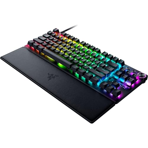 Razer Huntsman V3 Pro TKL Esports Gaming Keyboard: Analog Optical Switches - Snap Tap Mode - Rapid Trigger - Adjustable Actuation - Media Keys & Dial - Doubleshot PBT Keycaps - Wrist Rest