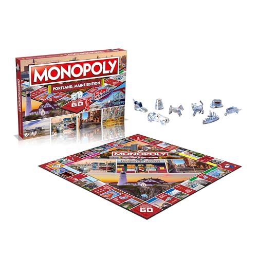 MONOPOLY Board game - Portland ME Edition: 2-6 Players Family Board Games for Kids and Adults, Board Games for kids 8 and up, for Kids and Adults, Ideal for Game Night