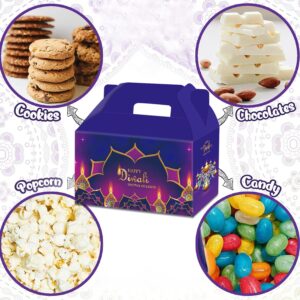 16 Pcs Happy Diwali Treat Boxes Party Favors Diwali Gift Boxes Indian Deepavali Festival of Lights Goodie Gable Boxes Decoration for Diwali Party Supplies