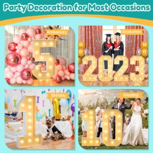 4FT Maruqee Light up Numbers, Large Marquee Number for 30th 50th 60th Birthday Decor, Big Mosaic Numbers Balloons Pre-Cut Frame for Party Wedding Decorations, Number 0