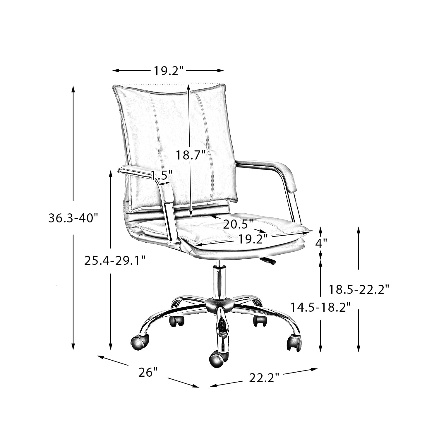 TINA'S HOME Faux Leather Home Office Desk Chair, Adjustable Swivel Computer Chair with Golden Legs and Arms, Comfy Upholstered Task Chair,WHITE