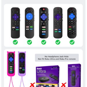 3Pcs ONEBOM Roku Remote Cover with Cat Ears Design, Silicone Skin Case Fit with Hisense/TCL Roku TV, Steaming Stick/Express, Universal Replacement Controller, Glow in The Dark,Green/Purple/RoseRed