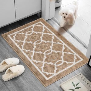 UNME Dirt Trapper Door Mat Indoor Entrance Washable Area Rug for Front Door Non-Slip Entryway Rug Absorbent Doormat for Indoor Use Mudroom or Foyer Machine Washable Taupe 20''x31.5''