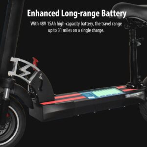 Electric Scooter for Youth and Adults, 800W Motor, 27 MPH Max Speed, 48V 15AH Battery, Up to 31 Miles Long Range, 10-Inch Honeycomb Tire, 330lbs Weight Limit, Light Weight Folding Kick Scooter