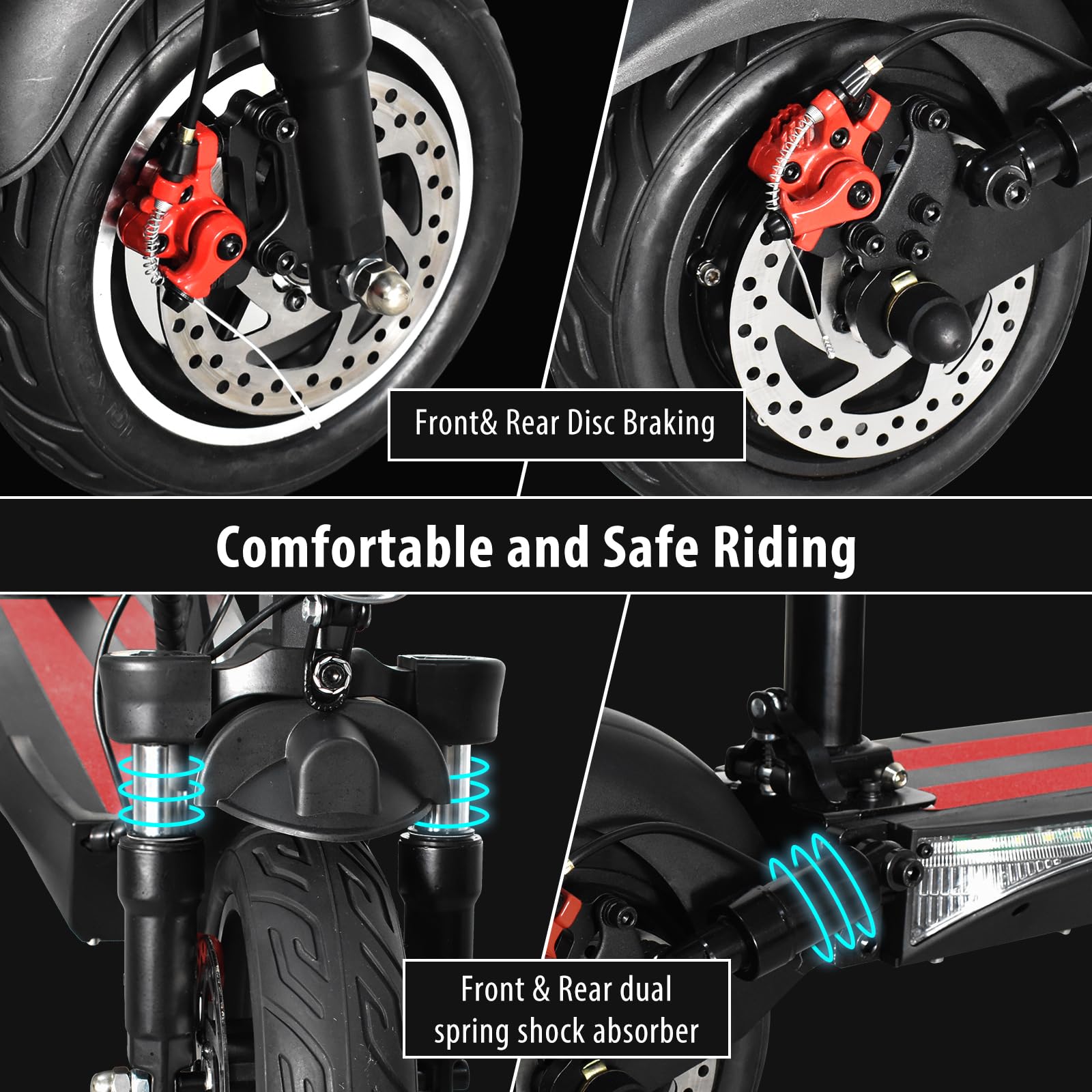 Electric Scooter for Youth and Adults, 800W Motor, 27 MPH Max Speed, 48V 15AH Battery, Up to 31 Miles Long Range, 10-Inch Honeycomb Tire, 330lbs Weight Limit, Light Weight Folding Kick Scooter