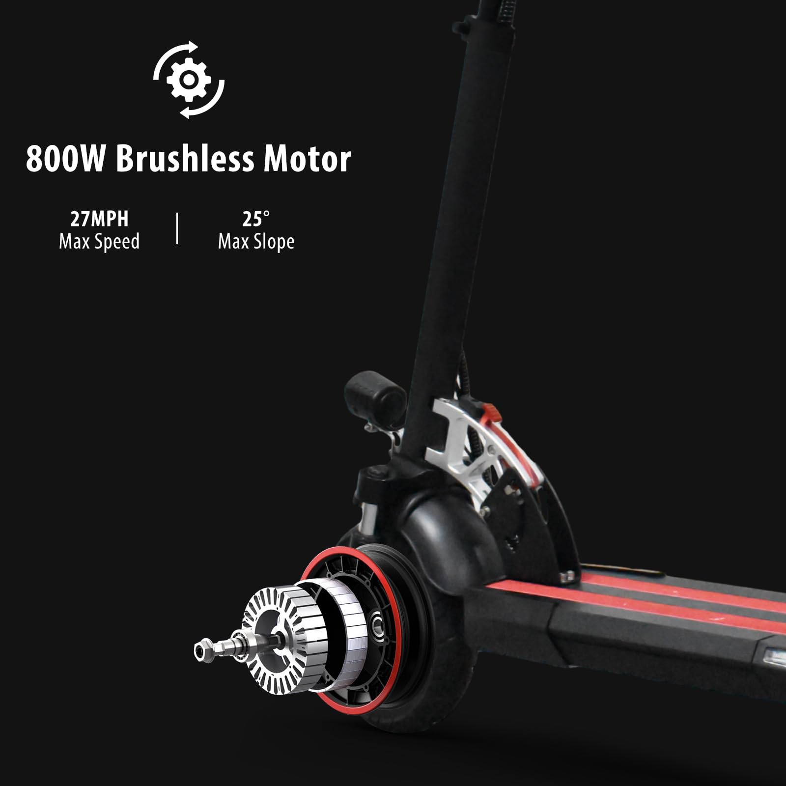 Electric Scooter for Youth and Adults, 800W Motor, 27 MPH Max Speed, 48V 15AH Battery, Up to 31 Miles Long Range, 10-Inch Honeycomb Tire, 330lbs Weight Limit, Light Weight Folding Kick Scooter