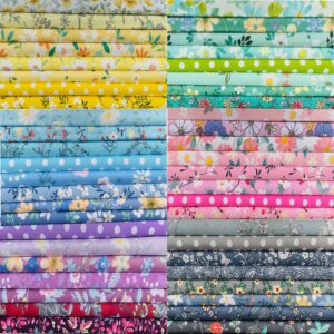 LUMANSUO 50pcs 8" x 8" Cotton Quilting Fabric Squares Fat Quarter Bundles Fabric for DIY Craft Patchwork,Floral