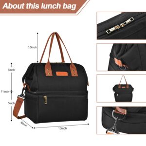 KNETAP Lunch Bag for Men and Women - Black, Waterproof, Leakproof, Large Capacity, Thermal Insulation, Reusable, Portable, Multi-Purpose