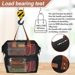 KNETAP Lunch Bag for Men and Women - Black, Waterproof, Leakproof, Large Capacity, Thermal Insulation, Reusable, Portable, Multi-Purpose