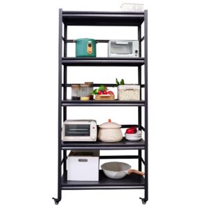 Livavege 63''H Storage Shelving Units, Adjustable 5-Tier Pantry Shelves with Wheels Load 1750LBS, Garage Shelving Heavy Duty Metal Storage Shelves Utility Rack for Kitchen Warehouse Basement Laundry