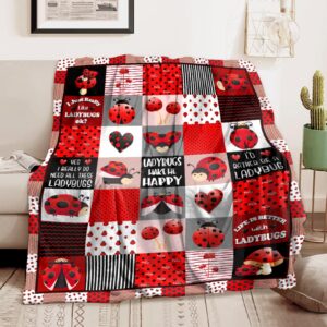 Ladybug Blanket Gifts for Girls Boys-40x50 Inches Super Soft Flannel Blanket Comfy Cozy Throw Blanket Ladybugs Lover Decor for Kids Women Men Birthday Christmas Sofa