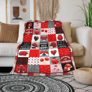 Ladybug Blanket Gifts for Girls Boys-40x50 Inches Super Soft Flannel Blanket Comfy Cozy Throw Blanket Ladybugs Lover Decor for Kids Women Men Birthday Christmas Sofa