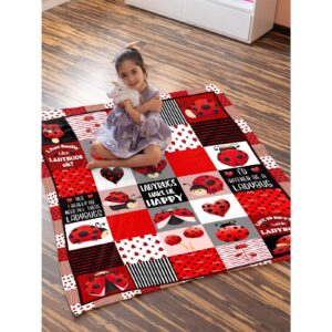 Ladybug Blanket Gifts for Girls Boys-40x50 Inches Super Soft Flannel Blanket Comfy Cozy Throw Blanket Ladybugs Lover Decor for Kids Women Men Birthday Christmas Sofa