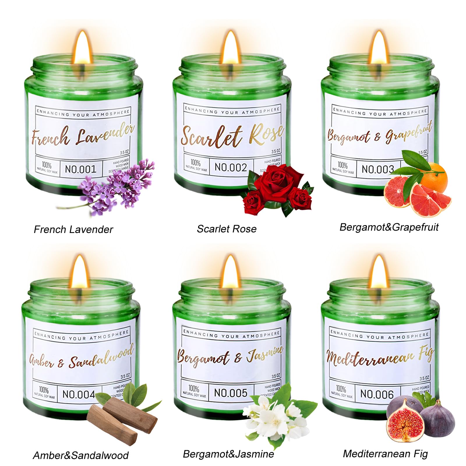 HEXMZUOA Candle Set, 6 Pack Soy Scented Candles for Home, Natural Aromatherapy Candle Gifts for Women, Long Lasting, Relaxing Orange Blossom Scent, Ideal for Any Occasion