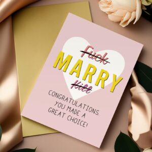 Oamiolek Funny Congratulations Card for Engaged Couple, Hilarious Wedding Day Card for Newlyweds, Wedding Gift for Bride, Engagement Card for Friend, You Made A Greet Choice