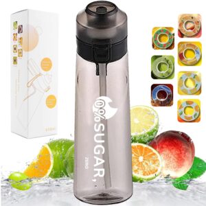 air water bottle with 7 flavor pods, 650ml fruit fragrance water bottle, 0% sugar water cup bpa free, sports water cup suitable for gym and outdoor sports (black)