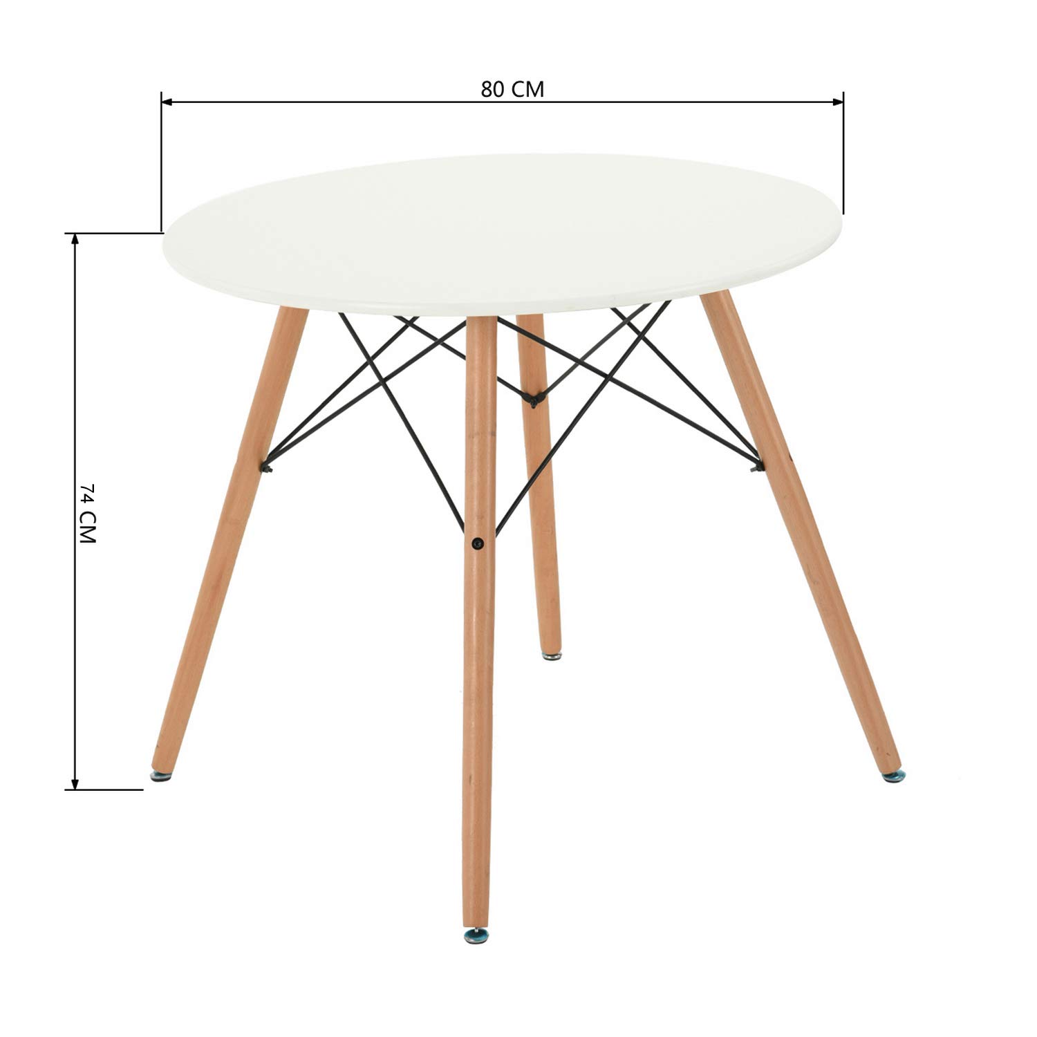 FurnitureR Multifunctional Home Kitchen Living Room Corner Small Spaces Leisure Dining Table Round 31.5 Inch, White