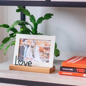 GEGUTON - Picture Frame with Love Theme - Frames for 5" x 7" Photos - Steel & Wooden Decoration Items for Home, Gifts for Mom & Dad - Love Collection - Black & White