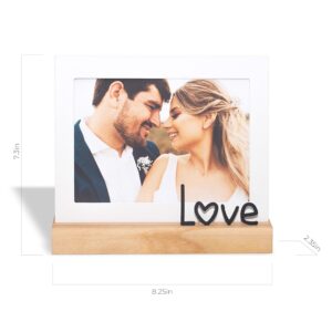 GEGUTON - Picture Frame with Love Theme - Frames for 5" x 7" Photos - Steel & Wooden Decoration Items for Home, Gifts for Mom & Dad - Love Collection - Black & White