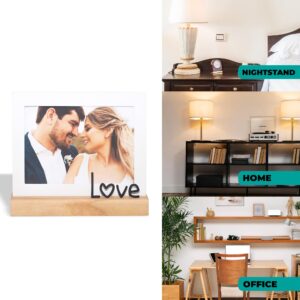 GEGUTON - Picture Frame with Love Theme - Frames for 5" x 7" Photos - Steel & Wooden Decoration Items for Home, Gifts for Mom & Dad - Love Collection - Black & White