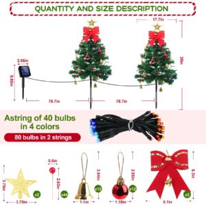 80LED Solar Christmas Tree Lights Outdoor Decorations, 2PCS Waterproof Lights Yard Decorative Xmas Tree Solar Christmas Yard Stake Outdoor Christmas Pathway Lights for Christmas Pathway Yard (Green)