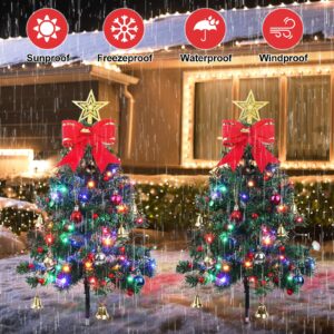 80LED Solar Christmas Tree Lights Outdoor Decorations, 2PCS Waterproof Lights Yard Decorative Xmas Tree Solar Christmas Yard Stake Outdoor Christmas Pathway Lights for Christmas Pathway Yard (Green)