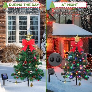 80LED Solar Christmas Tree Lights Outdoor Decorations, 2PCS Waterproof Lights Yard Decorative Xmas Tree Solar Christmas Yard Stake Outdoor Christmas Pathway Lights for Christmas Pathway Yard (Green)