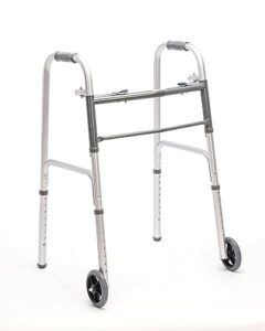 folding aluminum front-wheeled rolling walker with two 5-inch wheels and adjustable height - mobility aid with enhanced support