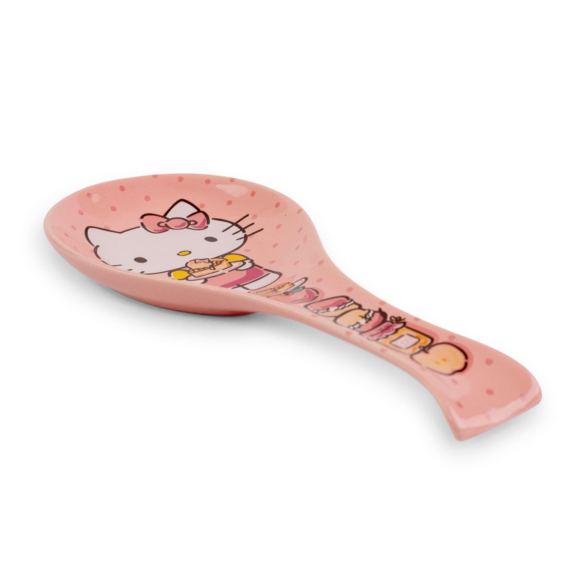 Sanrio Hello Kitty Stacked Snacks Ceramic Spoon Rest Holder | Kitchen Organizer For Utensils To Keep Countertop Clean