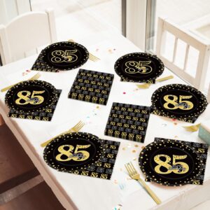 96 Pcs 85th Birthday Party Supplies 85th Birthday Tableware Plates Cheers to 85 Years Table Decorations Dinnerware Happy 85th Birthday Party Favor for Men Woman Eighty-five Years Birthday 24 Guests