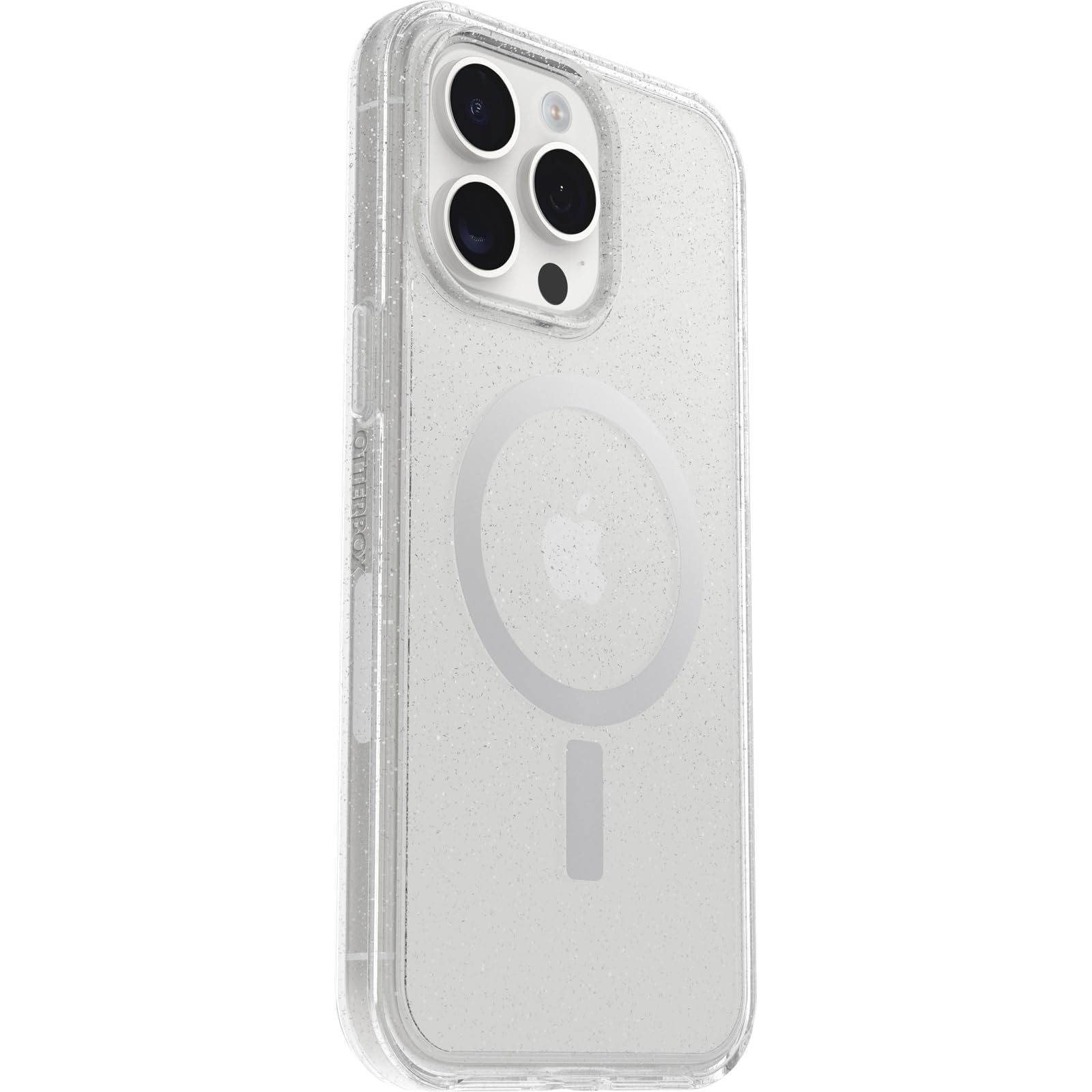 OtterBox iPhone 15 Pro MAX (Only) Symmetry Series Clear Case - STARDUST (Clear/Silver), Snaps to MagSafe, Ultra-Sleek, Raised Edges Protect Camera & Screen