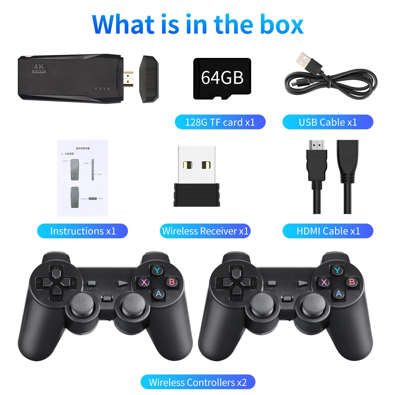 Retro Game Console, TECTINTER Retro Gaming Console,Nostalgia Stick Built in 20400+ Games,Plug and Play Video Game 4K HDMI Output,15 Classic Emulators, Dual 2.4G Wireless Controllers-64G