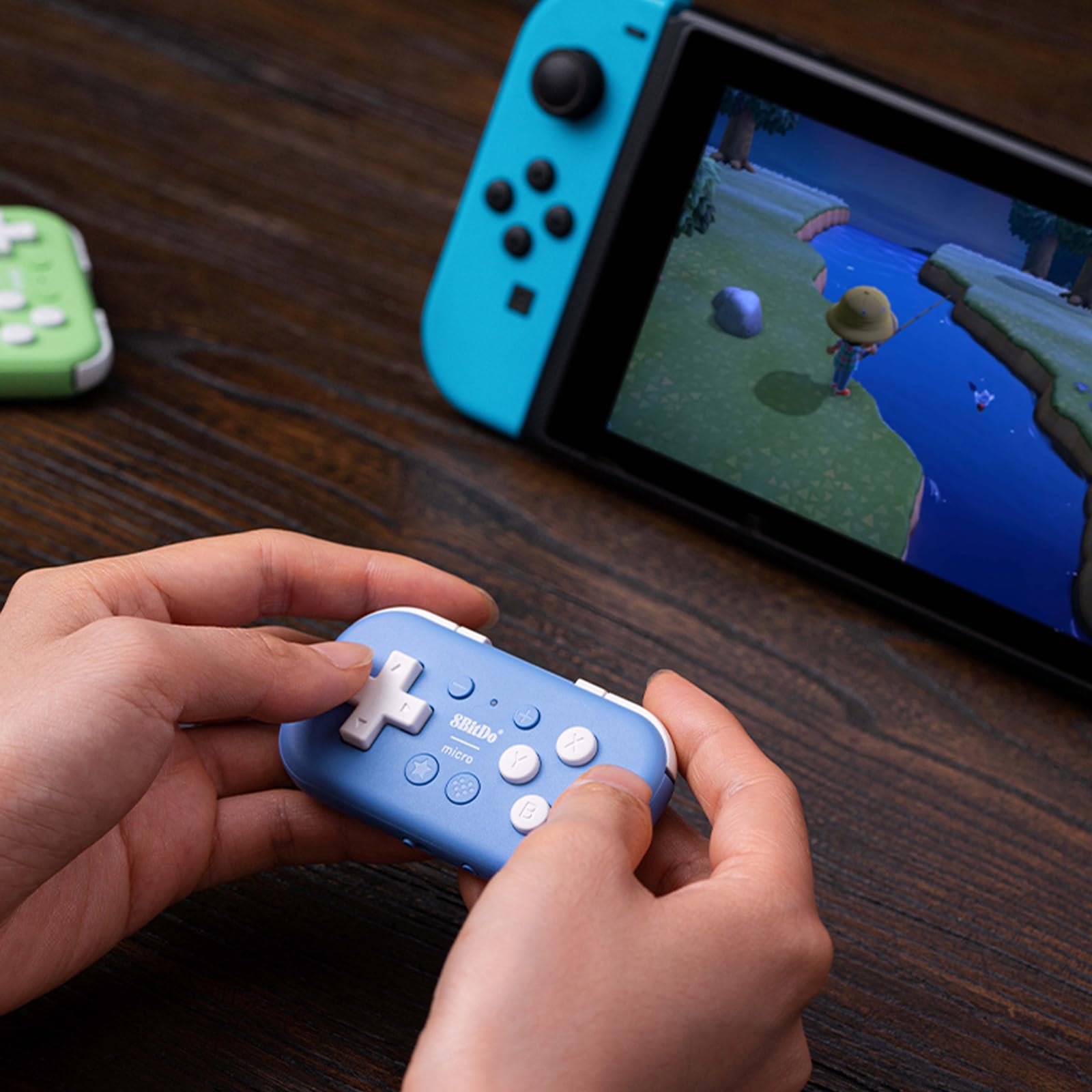 AKNES 8Bitdo Micro Bluetooth Controller, Pocket-sized Mini Gamepad for Switch/Lite/OLED, Android, and Raspberry Pi, Supports Keyboard Mode for macOS/iPadOS/macOS/Wins - Blue