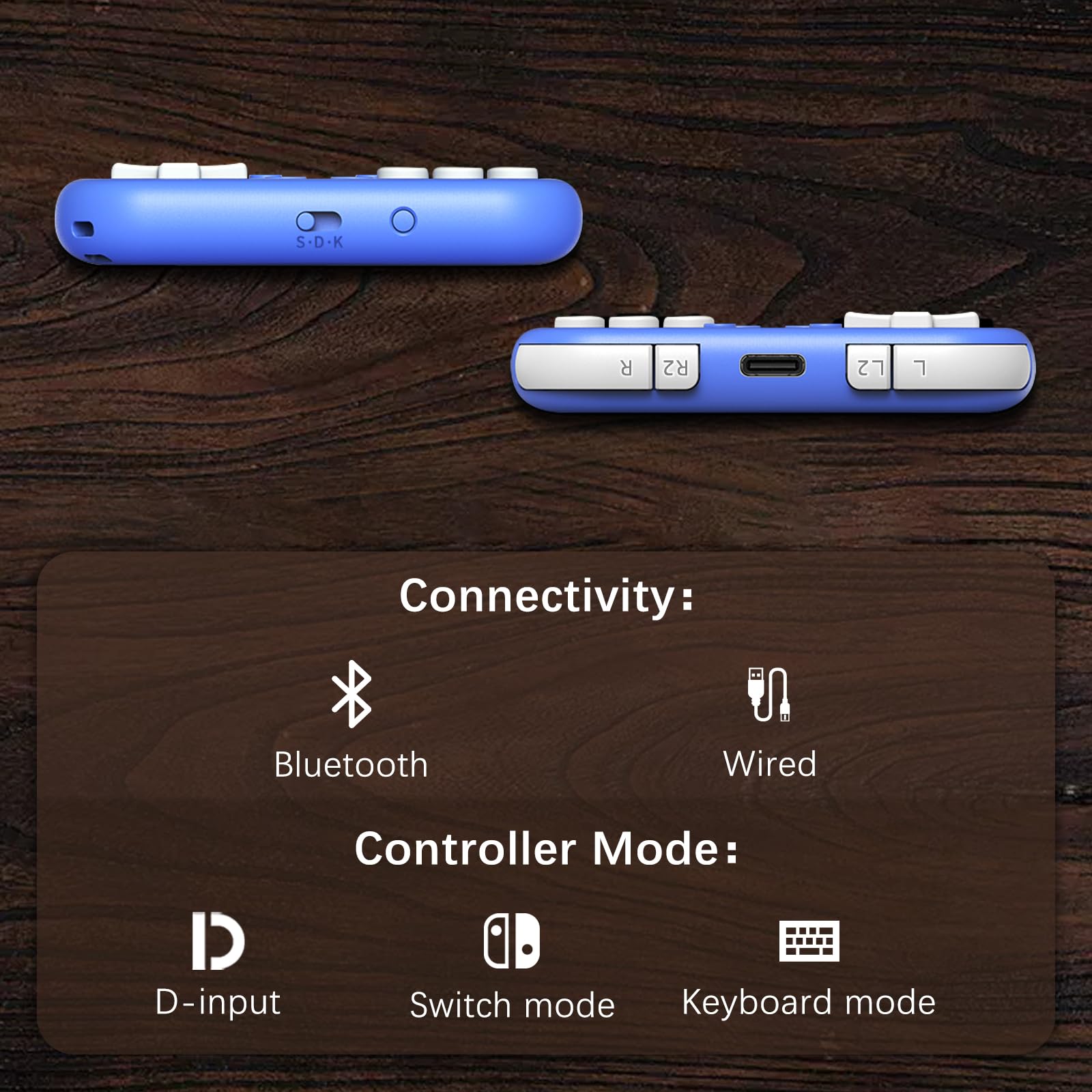 AKNES 8Bitdo Micro Bluetooth Controller, Pocket-sized Mini Gamepad for Switch/Lite/OLED, Android, and Raspberry Pi, Supports Keyboard Mode for macOS/iPadOS/macOS/Wins - Blue