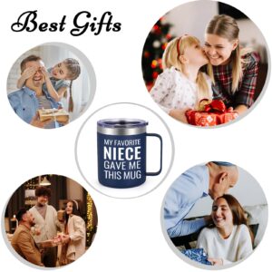 GINGPROUS Uncle Gift Aunt Gift from Niece, My Favorite Niece Gave Me This Mug Funny Birthday Christmas Gifts for Uncle Aunt Insulated Coffee Mug, 12 Oz Stainless Steel Coffee Mug with Lid, Dark Blue