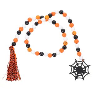 IMIKEYA Halloween Wooden Beads Garland: Farmhouse Wood Bead Garland for Tiered Tray Farmhouse Beads Hanging Wood Bead Garland with Tassels Rustic Beads for Coffee Table Halloween Party Decor