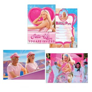 mc ttl pink girl birthday party invitation set, 12 pieces